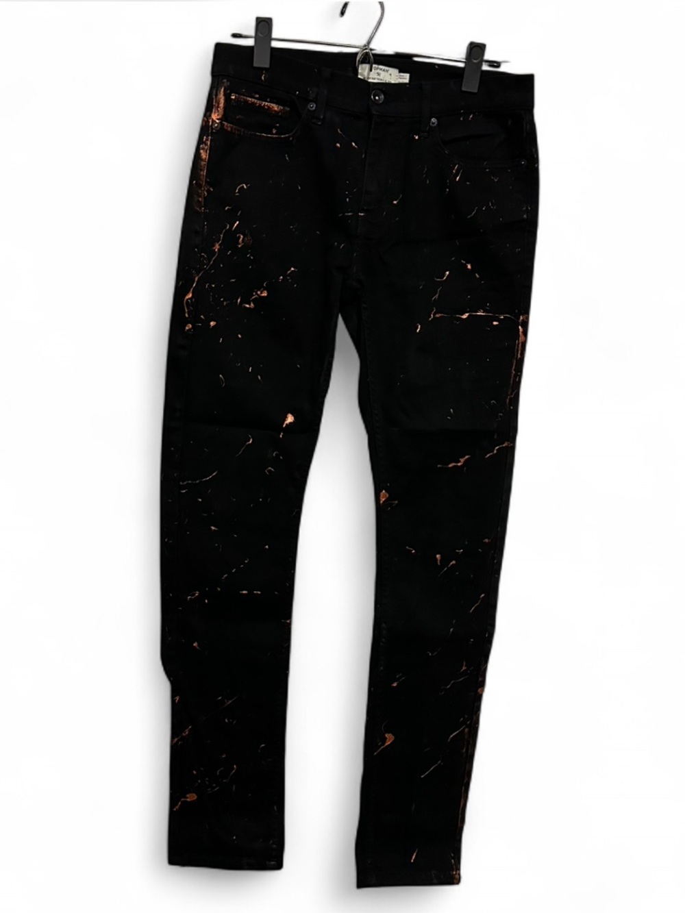 Topman Black Skinny Jeans with Copper Paint Effect